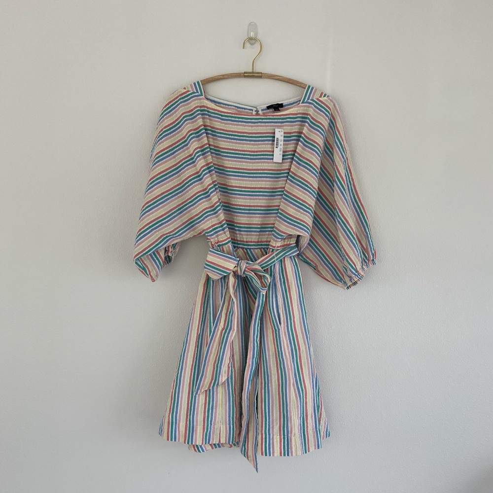 Pastel rainbow seer sucker Jcrew NWT dress